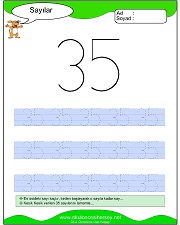 okul öncesi 1 sayısı çizgi çalışması